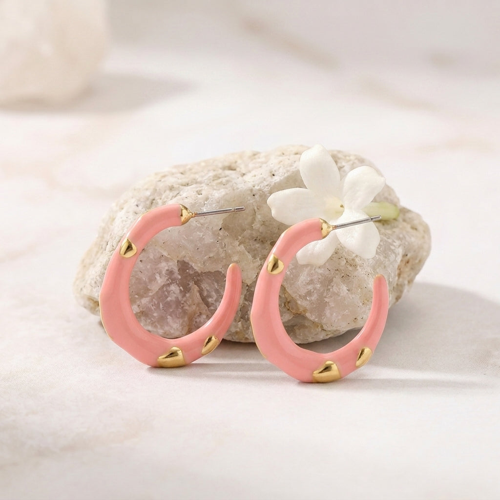 Peachy Rapt Gold Hoop Earring
