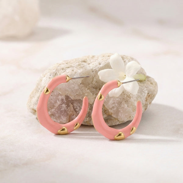 Peachy Rapt Gold Hoop Earring
