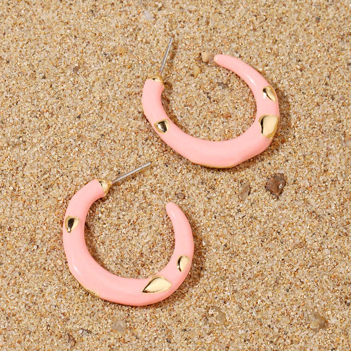 Peachy Rapt Gold Hoop Earring