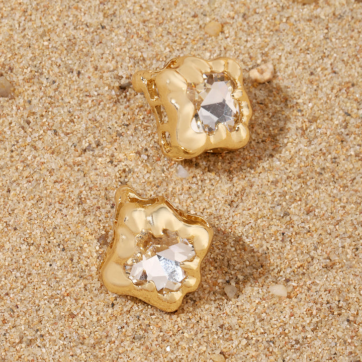 Perky Crystal Gold Stud Earring