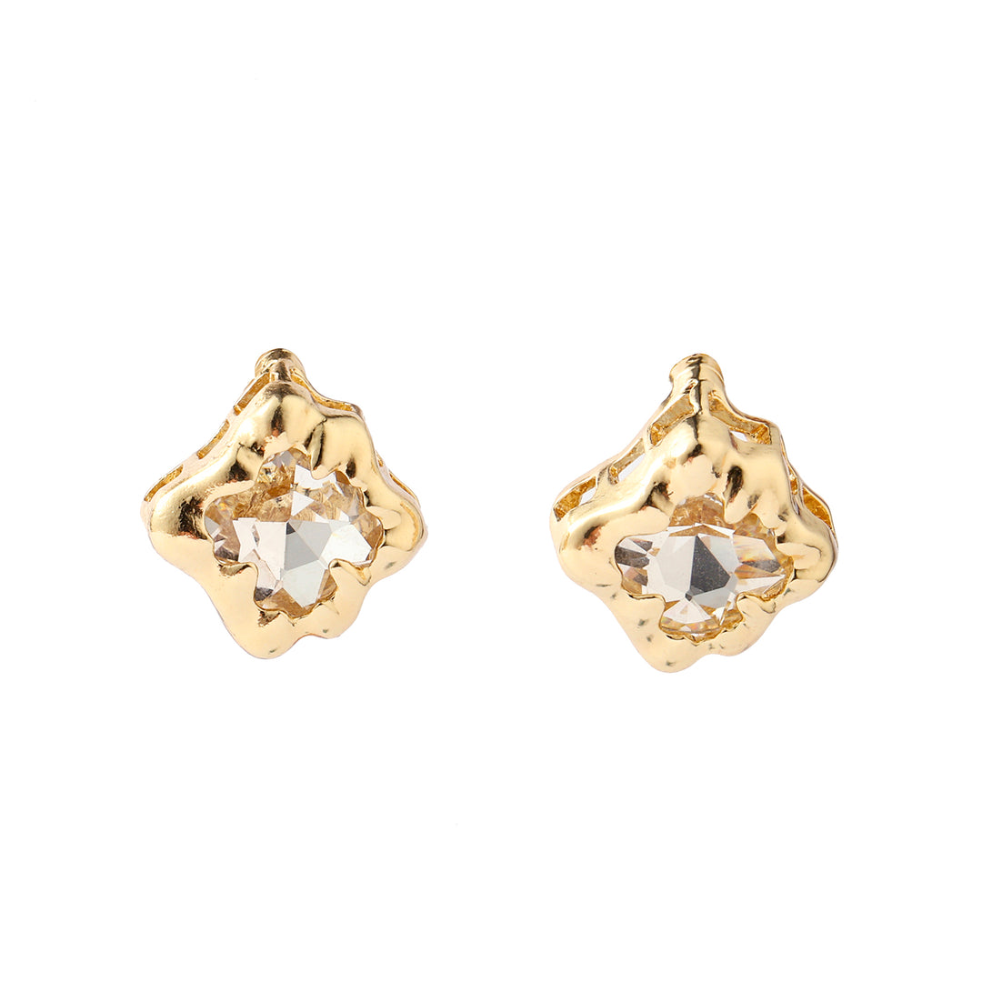 Perky Crystal Gold Stud Earring