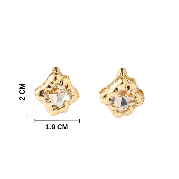 Perky Crystal Gold Stud Earring