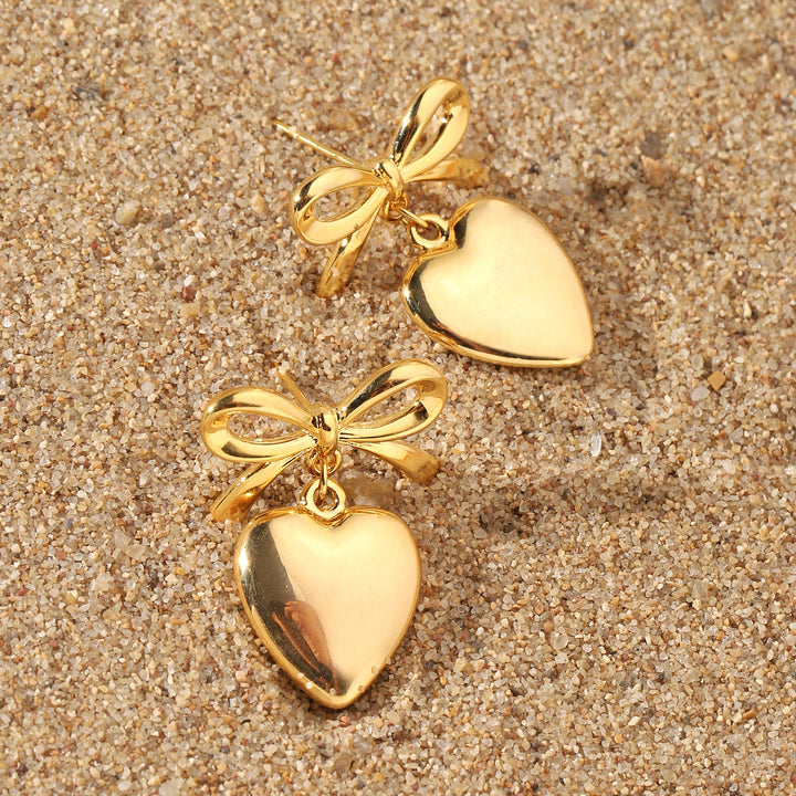 Tactile Heart Gold Earring - Salty Accessories