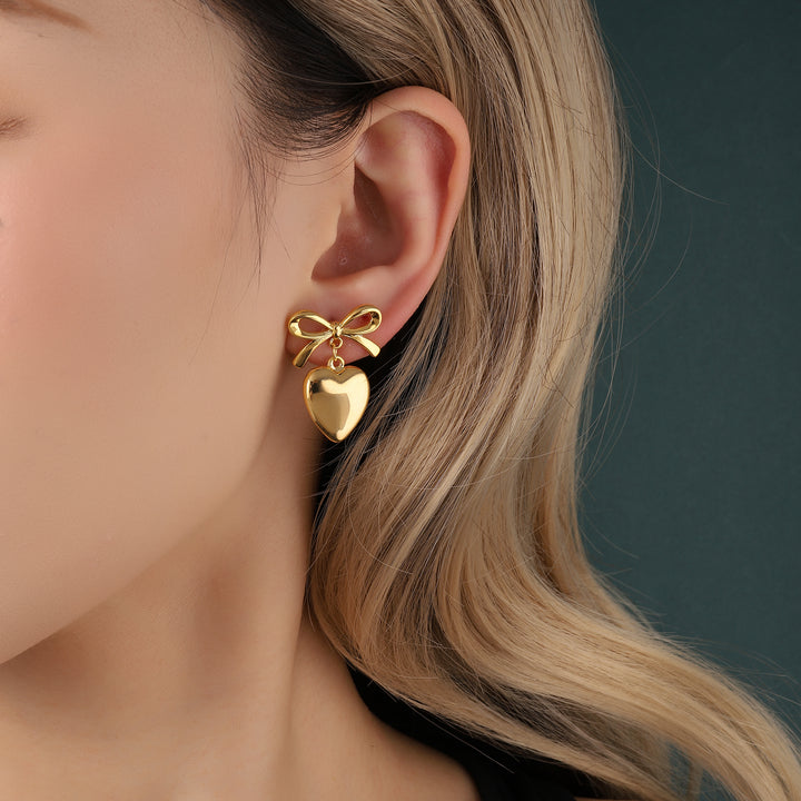 Tactile Heart Gold Earring - Salty Accessories