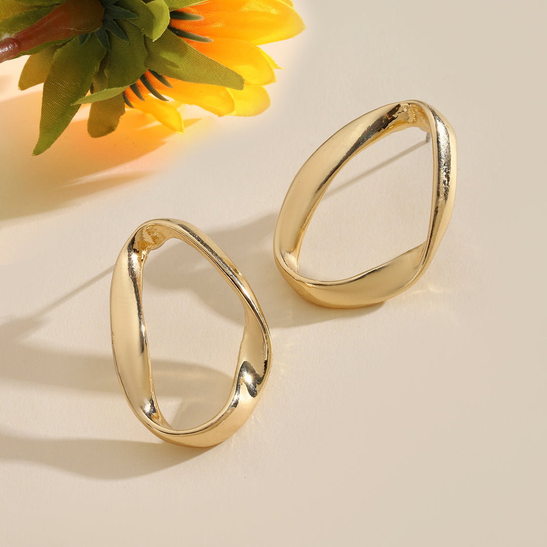 Inlay Oval Gold Earring