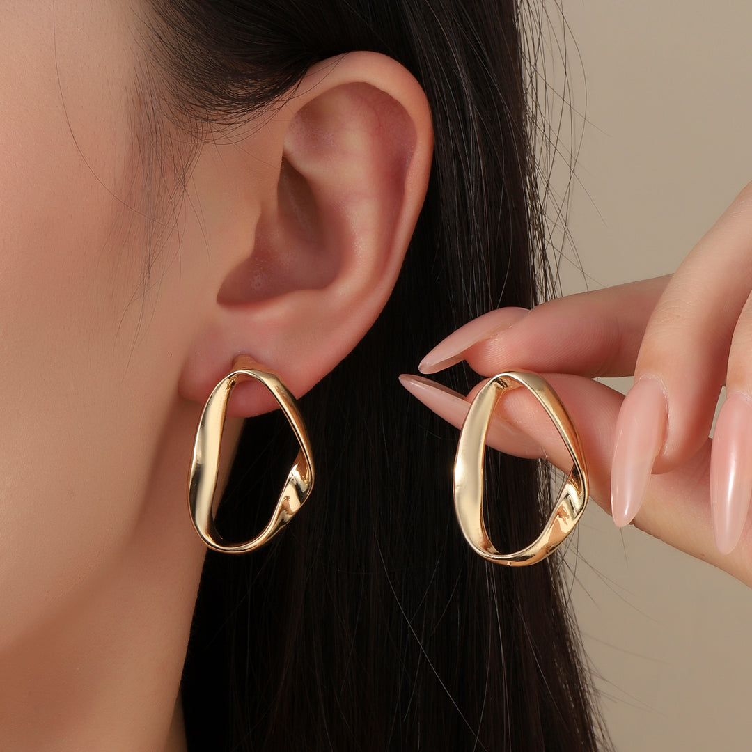 Inlay Oval Gold Earring - Salty Accessories