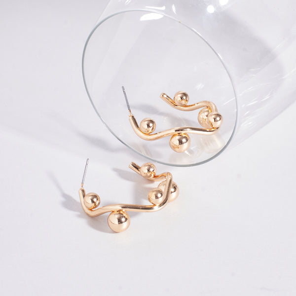 Inlaid Balls Gold Earring