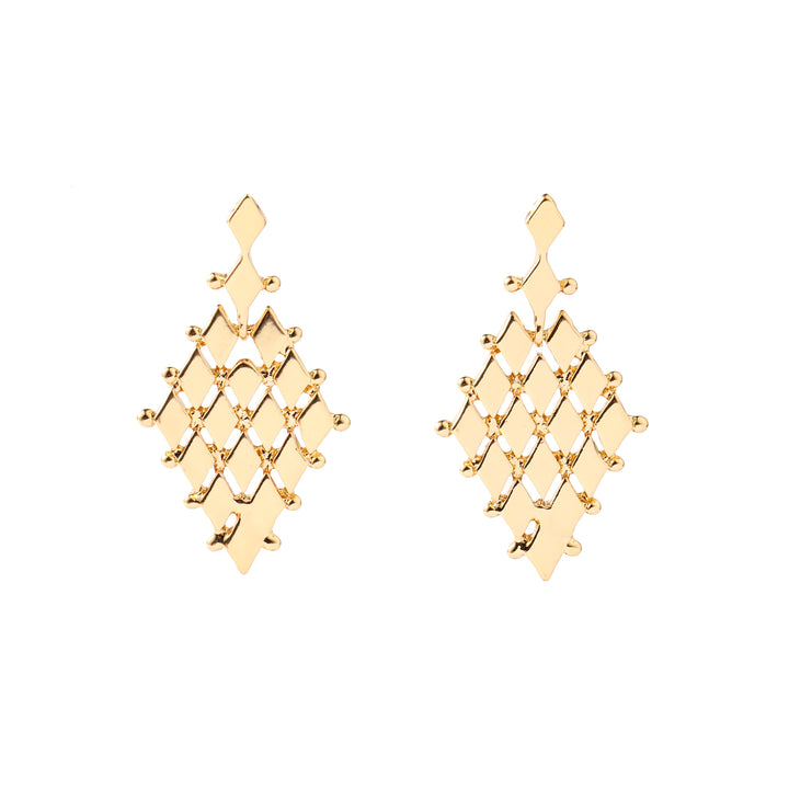 Diamond Pattern Gold Earring - Salty Accessories