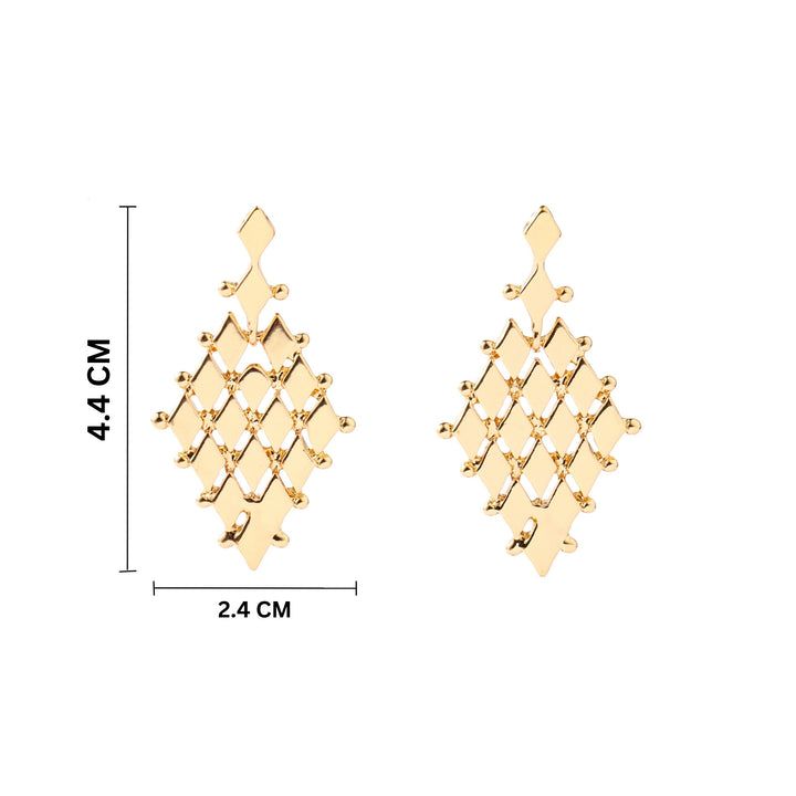 Diamond Pattern Gold Earring - Salty Accessories