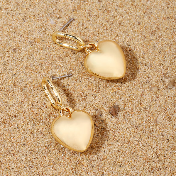 Hanging Heart Gold Earring