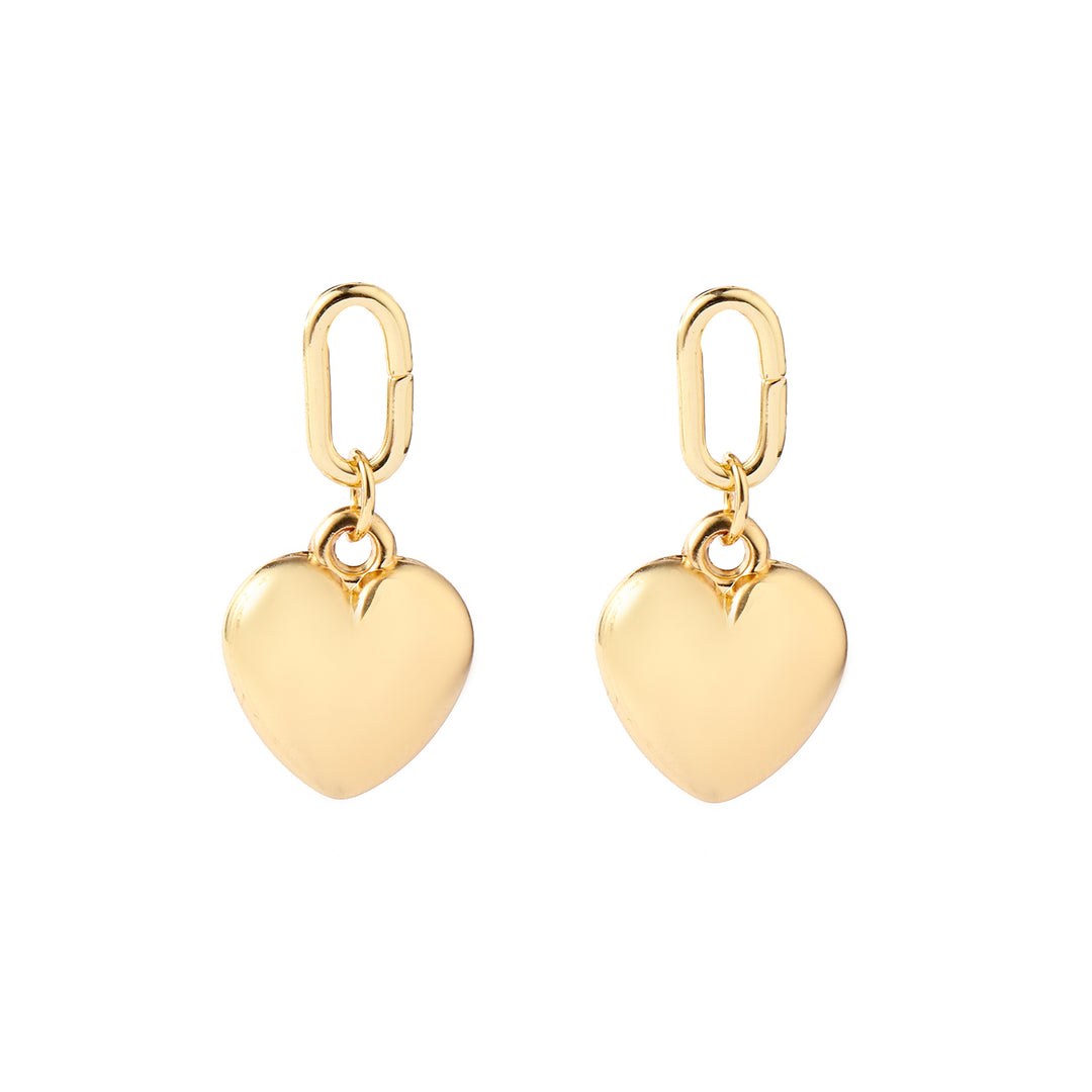 Hanging Heart Gold Earring