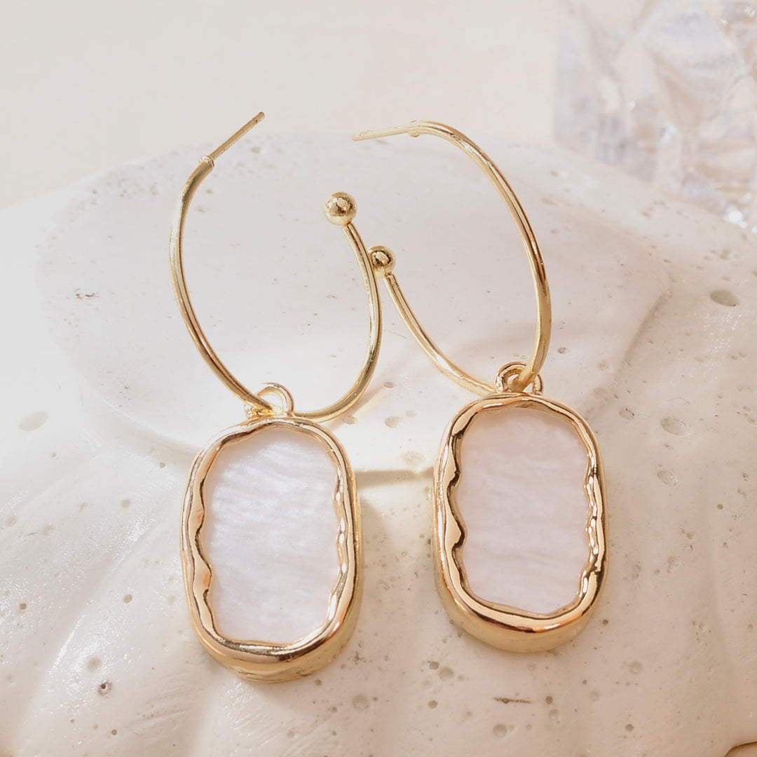 Leidy Marble Gold Hoop Earring