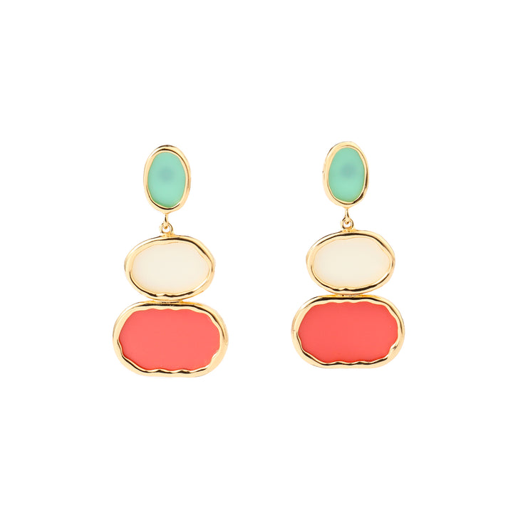 Guac Multicolor Resin Gold Earring