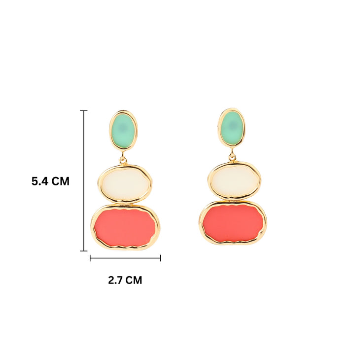 Guac Multicolor Resin Gold Earring