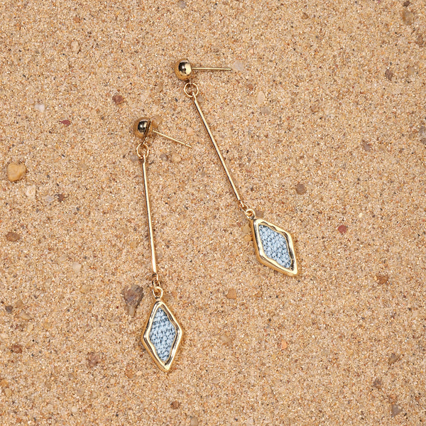 Long Rhomby Gold Earring