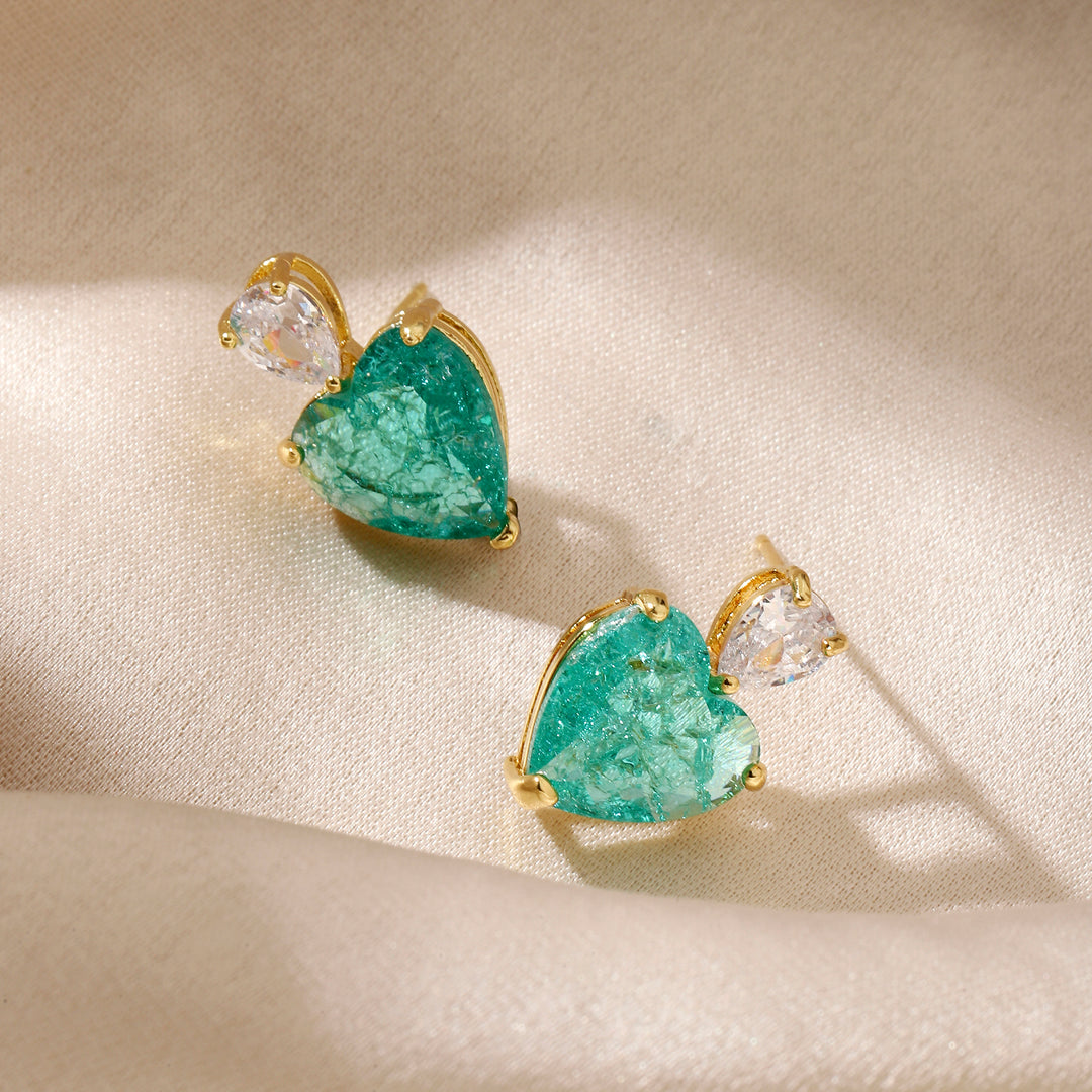 Tiana Green Heart Earring - Salty Accessories
