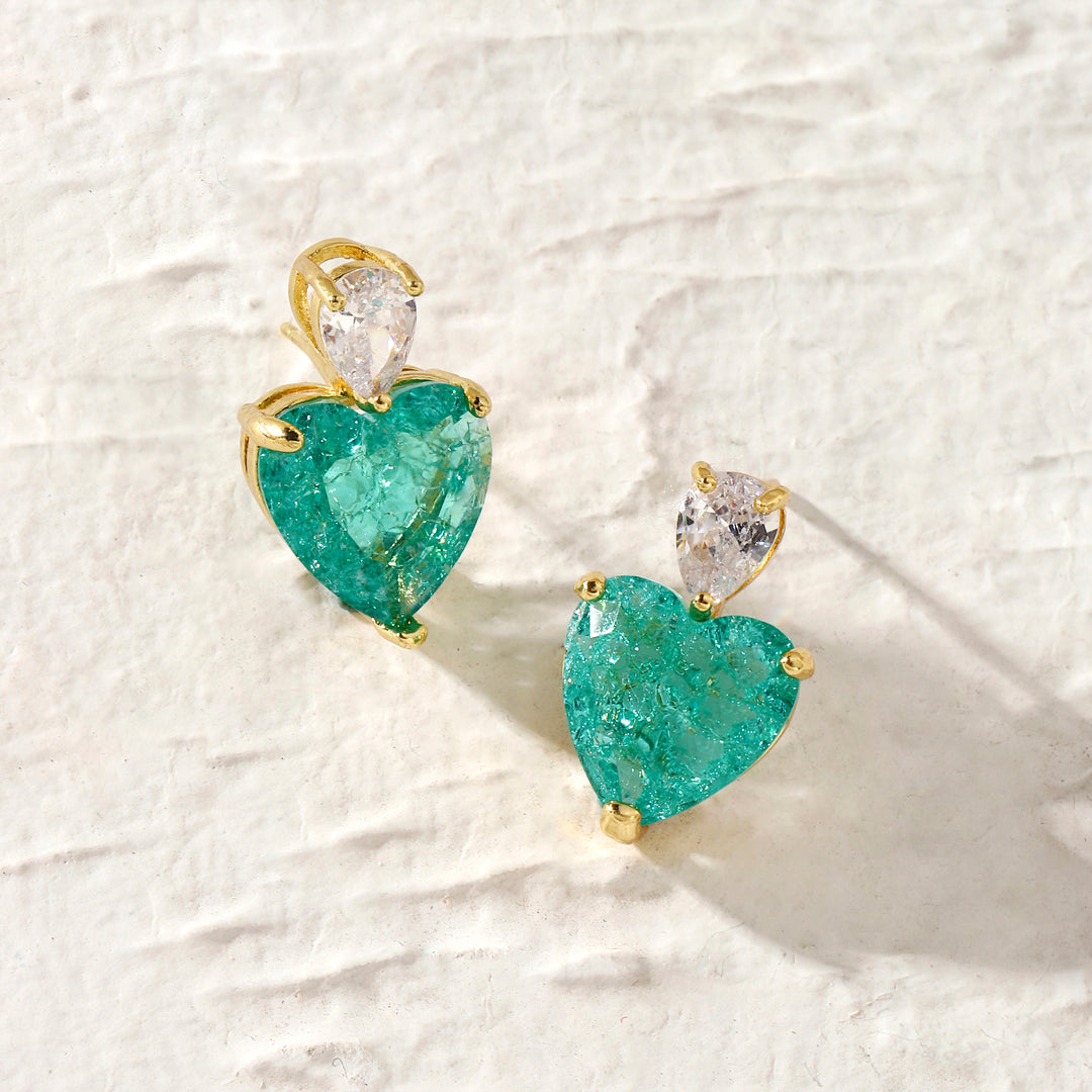 Tiana Green Heart Earring - Salty Accessories