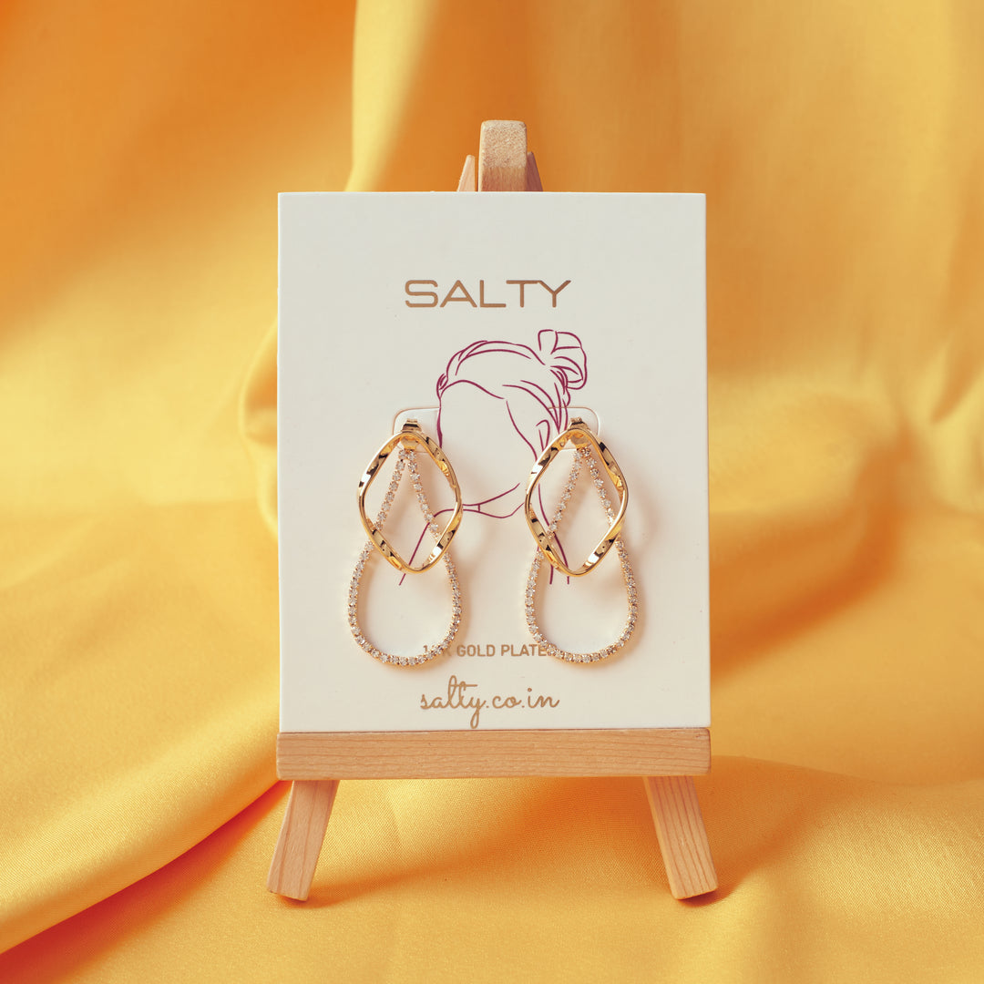 Luz Crystal &amp; Gold Loop Earring - Salty Accessories