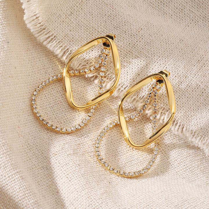 Luz Crystal &amp; Gold Loop Earring - Salty Accessories