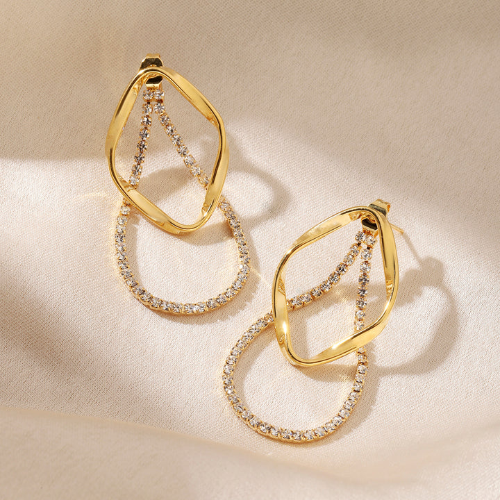 Luz Crystal &amp; Gold Loop Earring - Salty Accessories