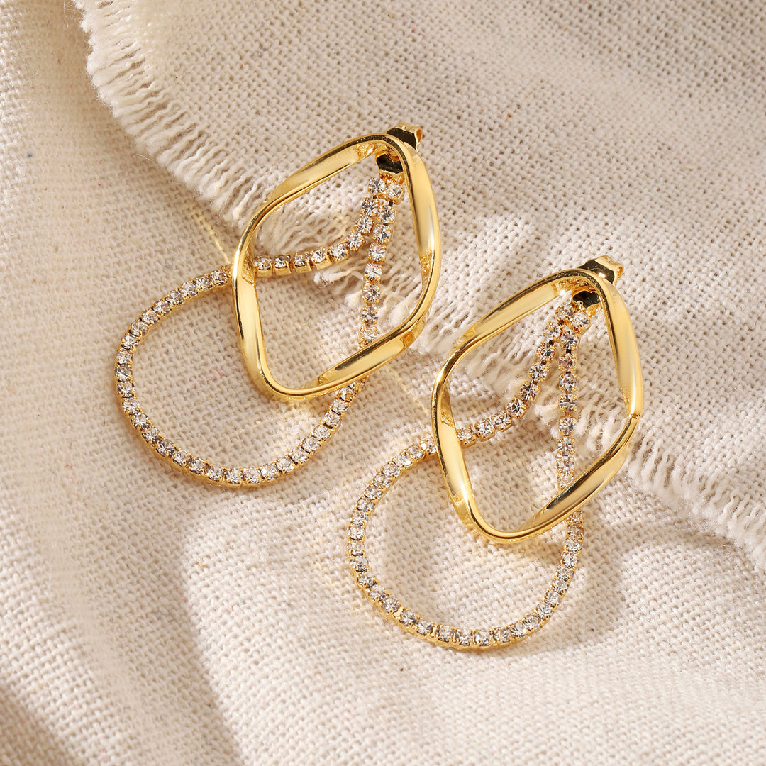 Luz Crystal & Gold Loop Earring - Salty Accessories