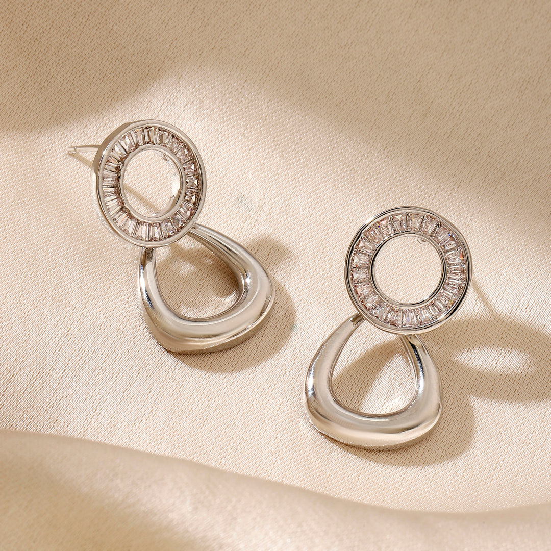 Yume Crystal Round Silver Earring - Salty Accessories