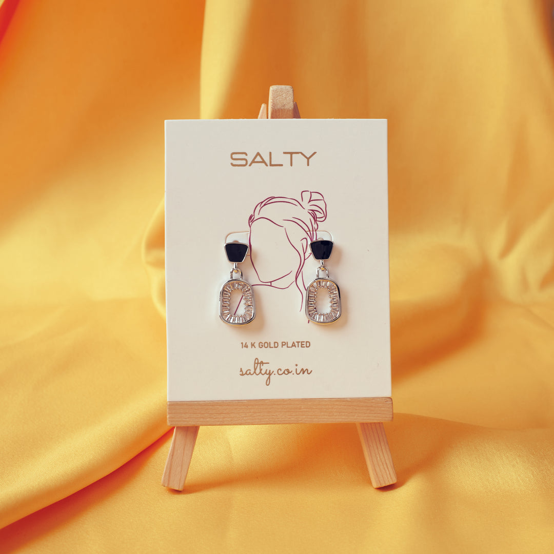 Esra  Black Gold Earring