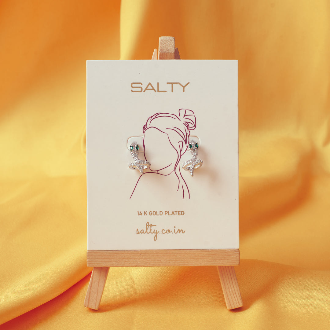 Galen Silver Studded Serpent Earring