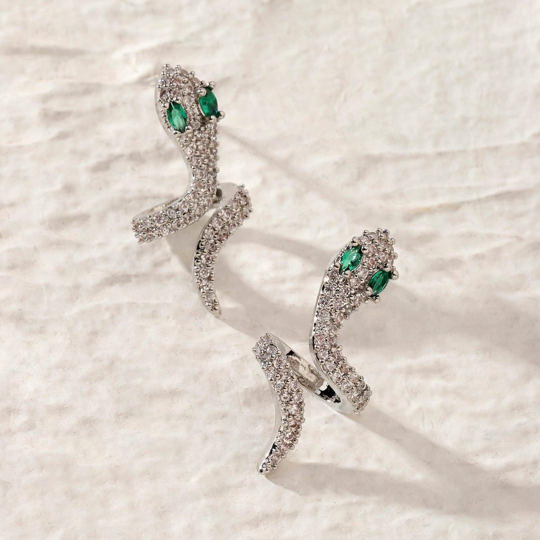 Galen Silver Studded Serpent Earring - Salty Accessories