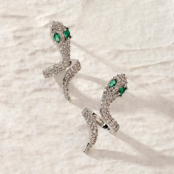Galen Silver Studded Serpent Earring