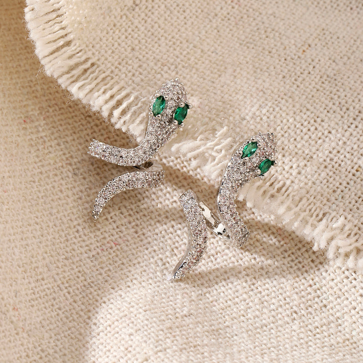 Galen Silver Studded Serpent Earring