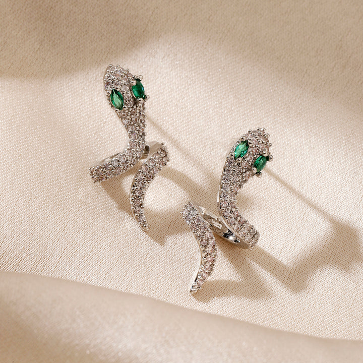 Galen Silver Studded Serpent Earring