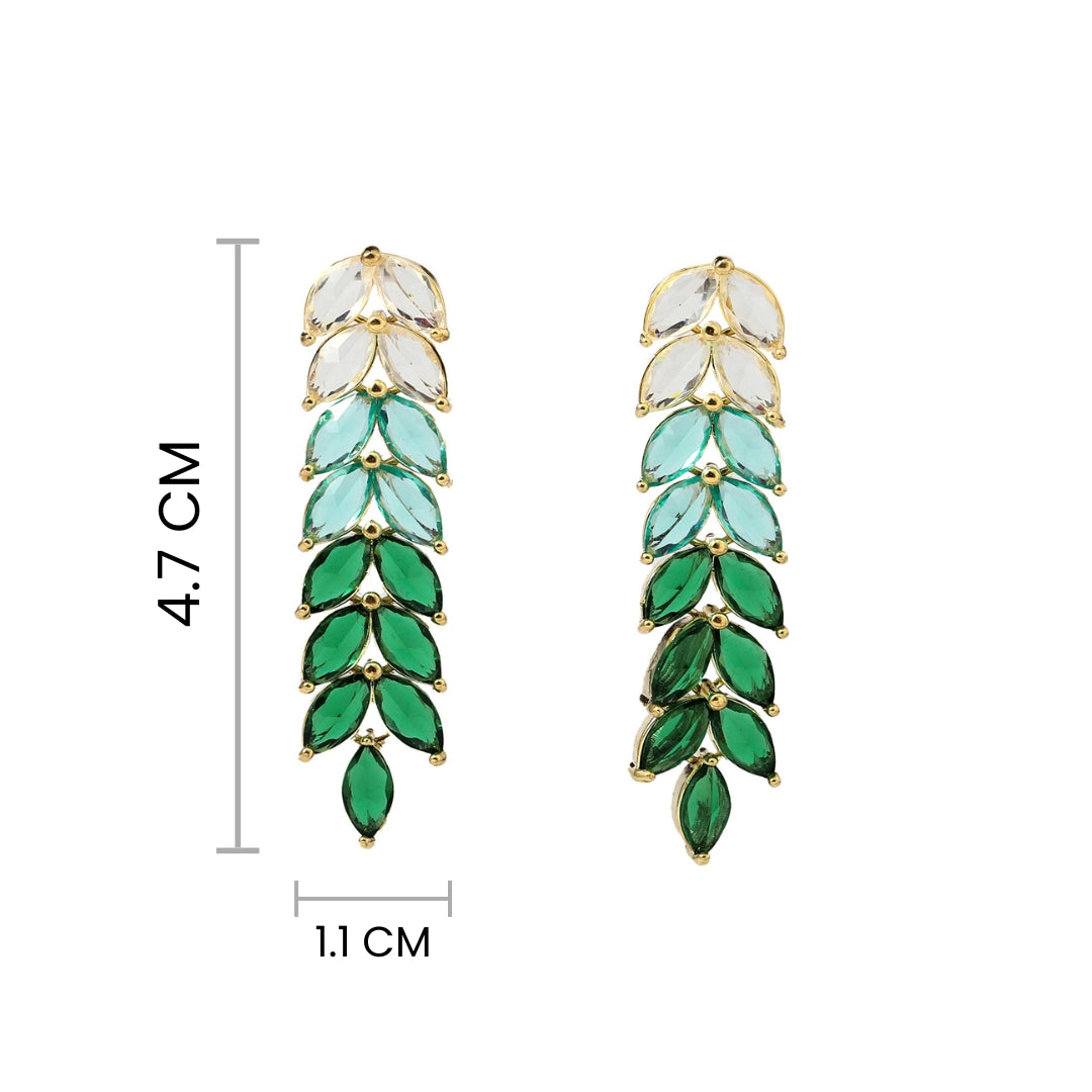 Leaf Golden Tassel Earrings - Green