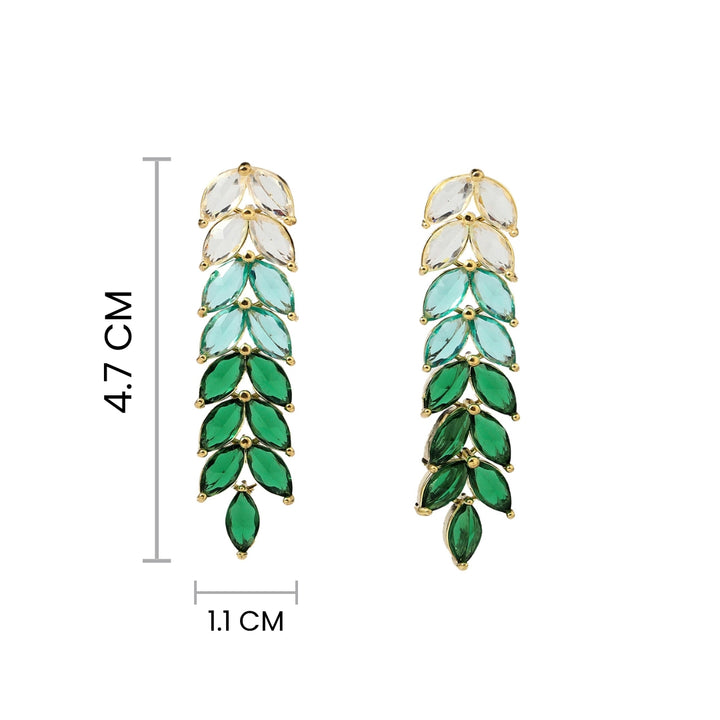 Leaf Golden Tassel Earrings - Green
