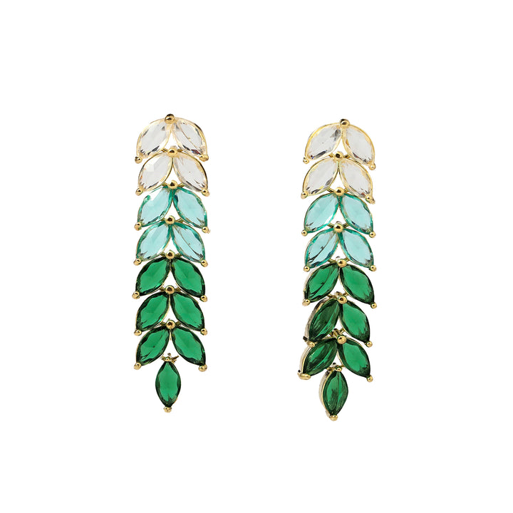 Leaf Golden Tassel Earrings - Green