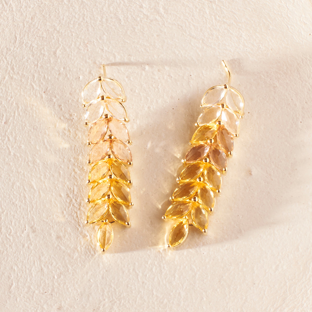 Leaf Golden Tassel Earrings - Yellow - Salty Accessories