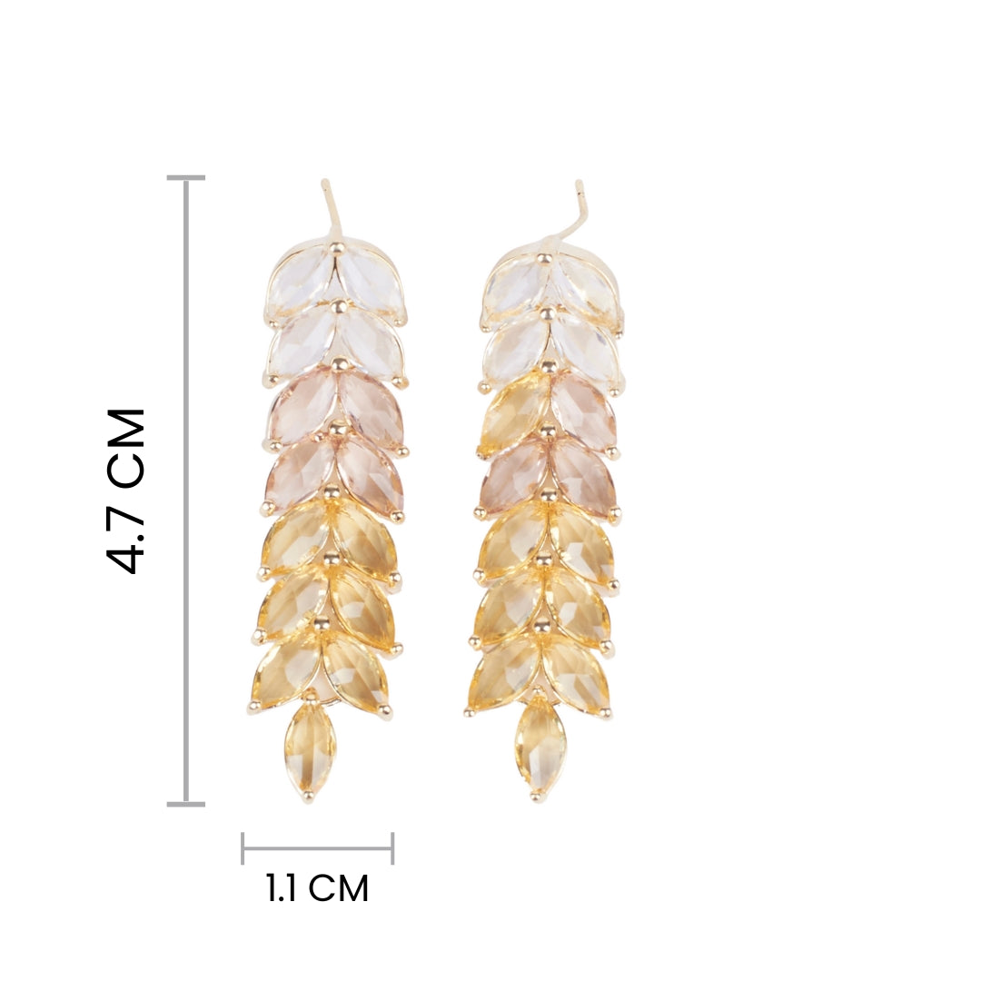 Leaf Golden Tassel Earrings - Yellow