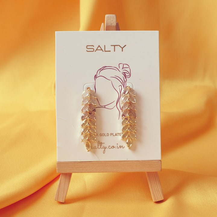 Leaf Golden Tassel Earrings - Yellow