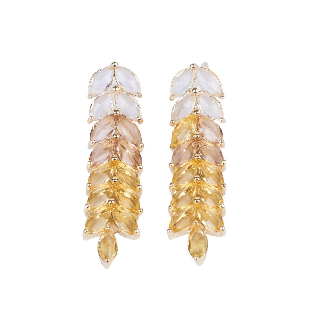 Leaf Golden Tassel Earrings - Yellow - Salty Accessories