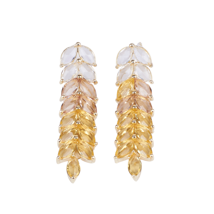 Leaf Golden Tassel Earrings - Yellow