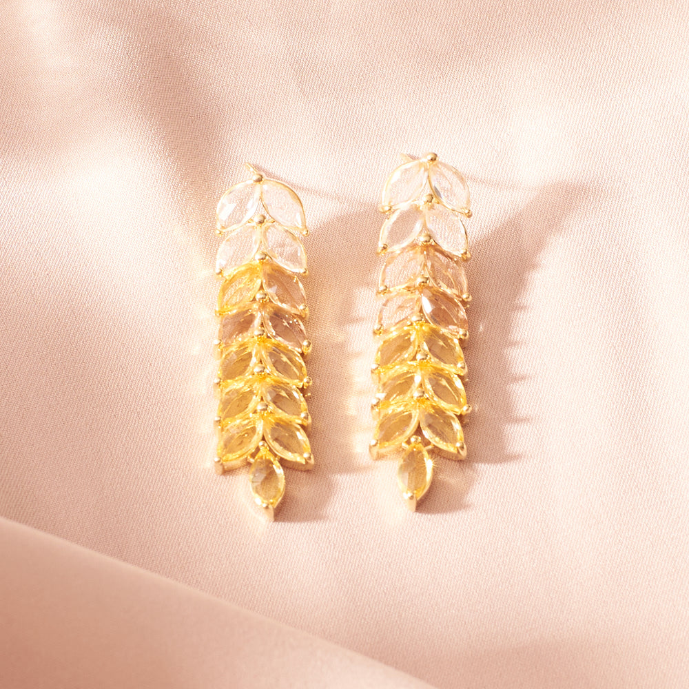 Leaf Golden Tassel Earrings - Yellow - Salty Accessories