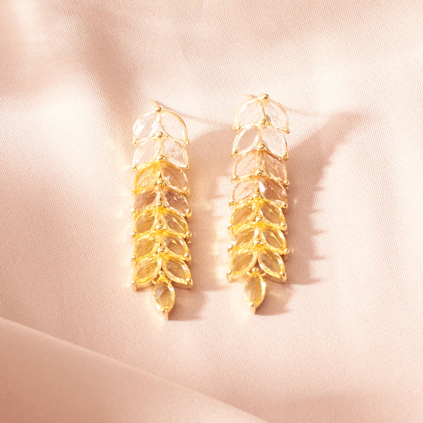 Leaf Golden Tassel Earrings - Yellow