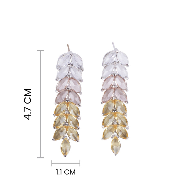 Leaf Silver Tassel Earrings - Yellow - Salty Accessories