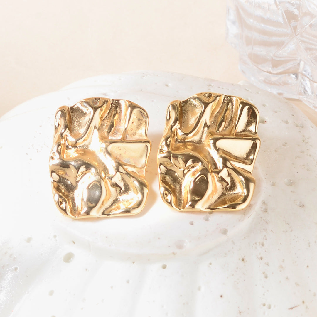 Embossed Elegance Gold Earrings - Salty Accessories