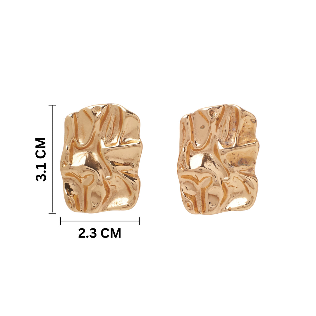 Embossed Elegance Gold Earrings