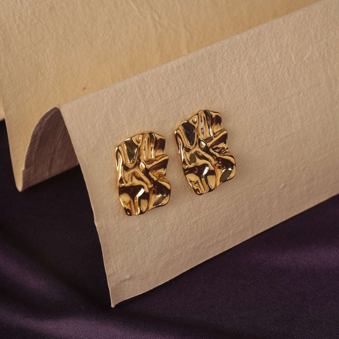 Embossed Elegance Gold Earrings - Salty Accessories