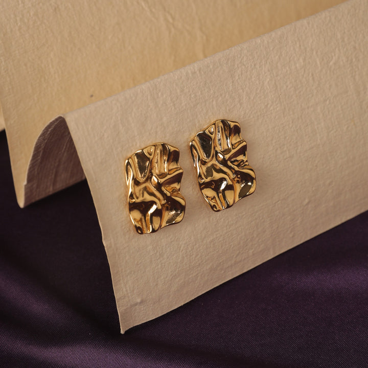 Embossed Elegance Gold Earrings - Salty Accessories