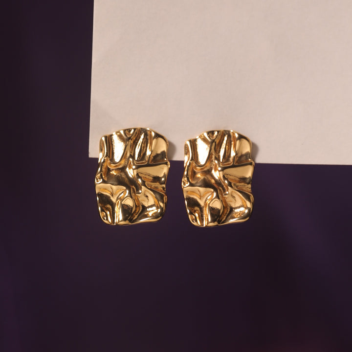 Embossed Elegance Gold Earrings - Salty Accessories