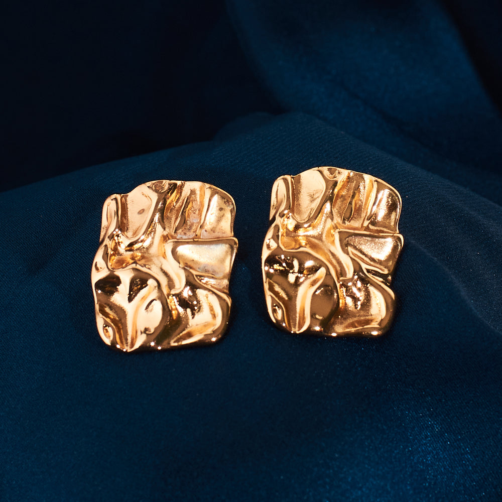 Embossed Elegance Gold Earrings - Salty Accessories