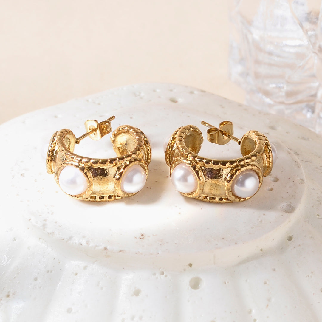 Lustrous Pearl gold Earrings - Salty Accessories